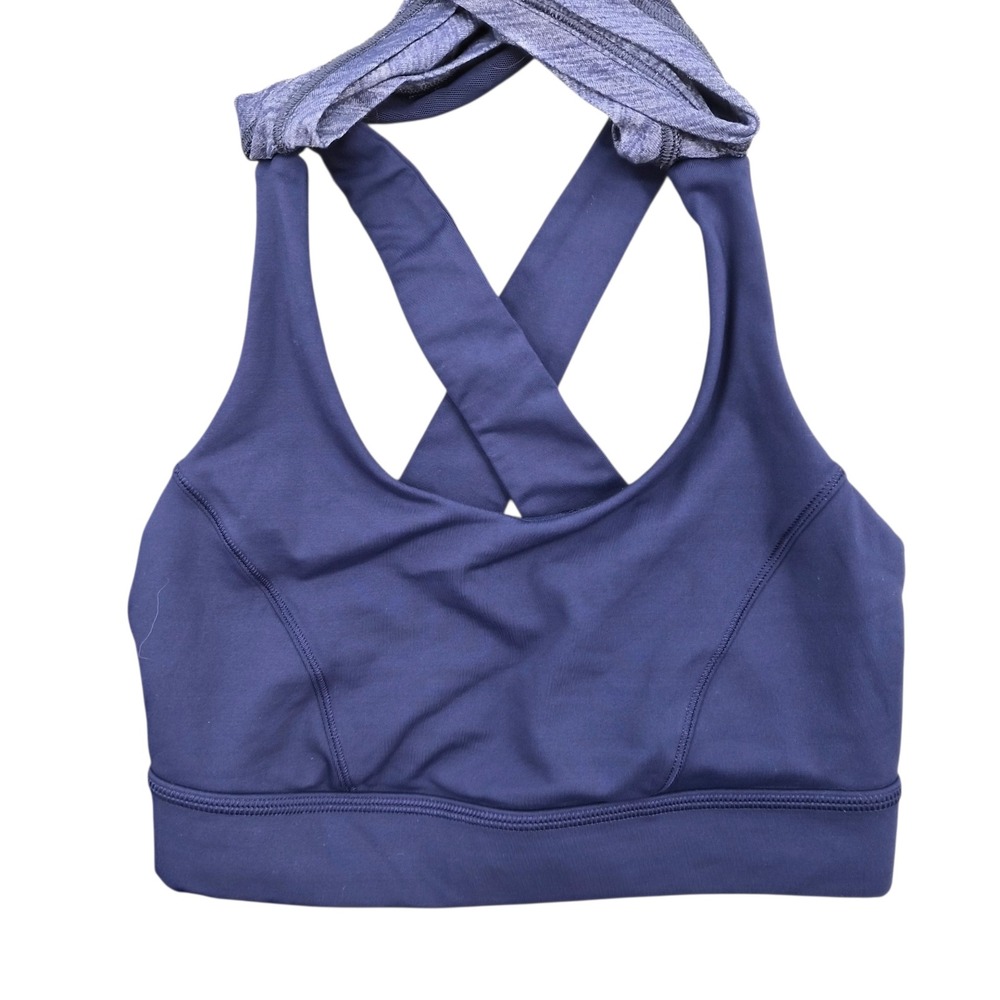 Lululemon 2-in-1 Tank Top Built-in Sports Bra Blue Heather Mesh Back Size 4 - Picture 3 of 7